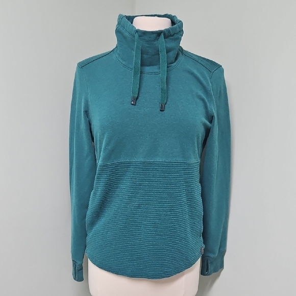 Women's L.L.Bean Green Cozy Mixed-Knit Pullover - Petite Small - Picture 2 of 7